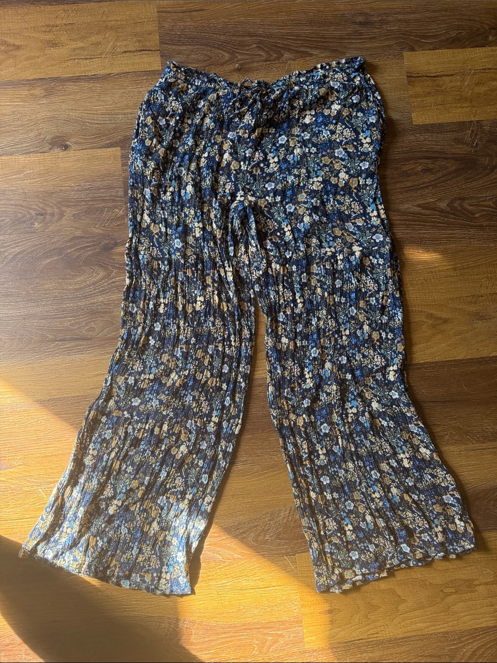 Maurices Navy Floral Smocked Waist Maxi Skirt